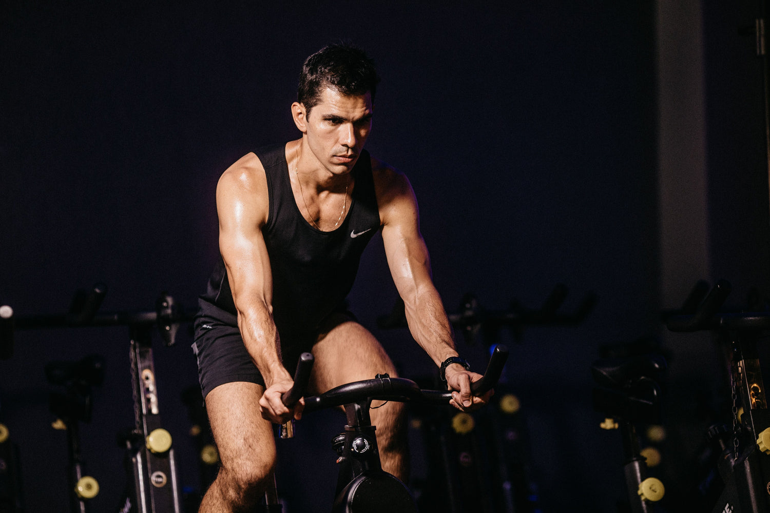 Road cyclist completing a Functional Threshold Power training effort