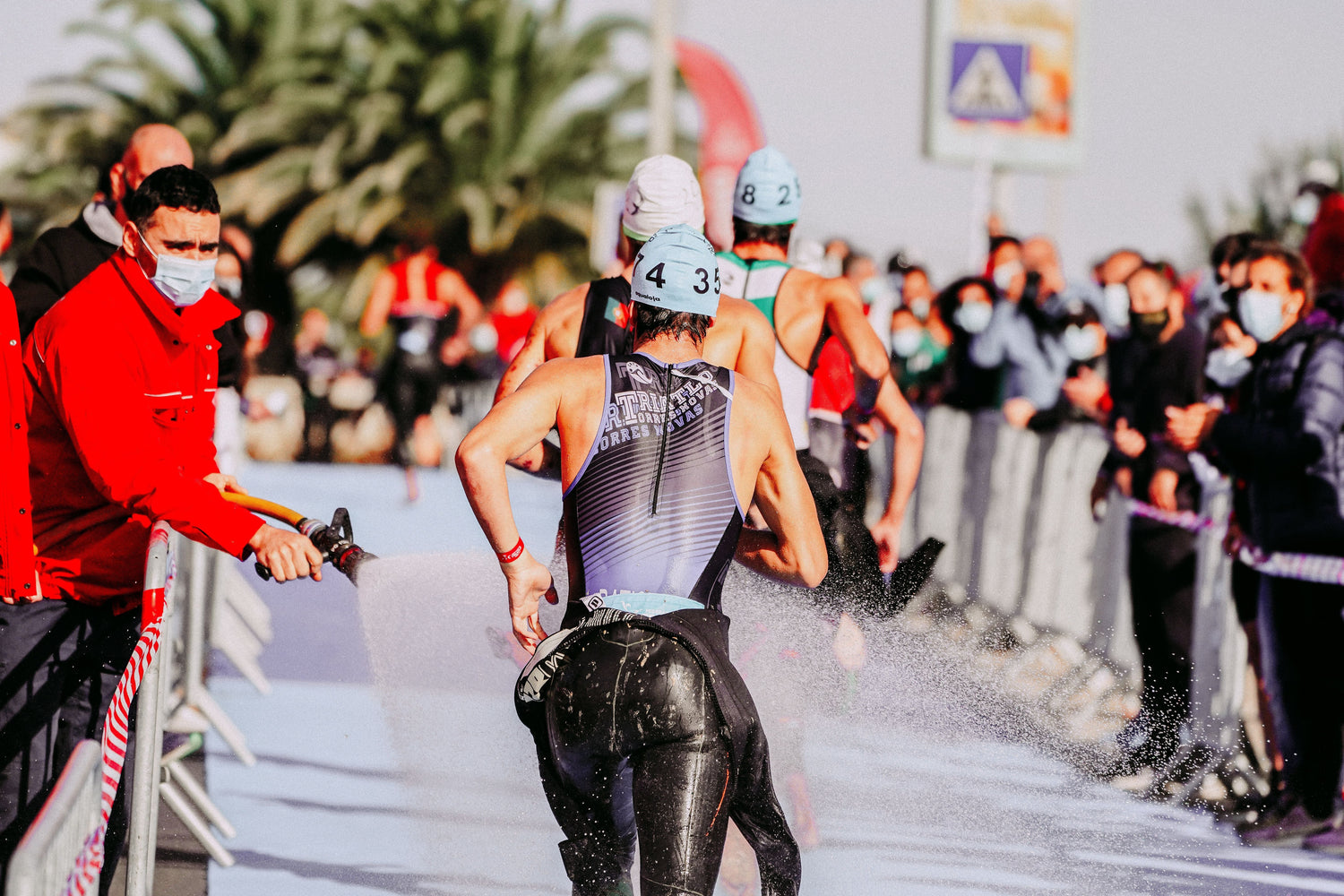 Triathlete training outdoors for a full-distance Ironman race